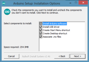 Arduino Setup Installation Options